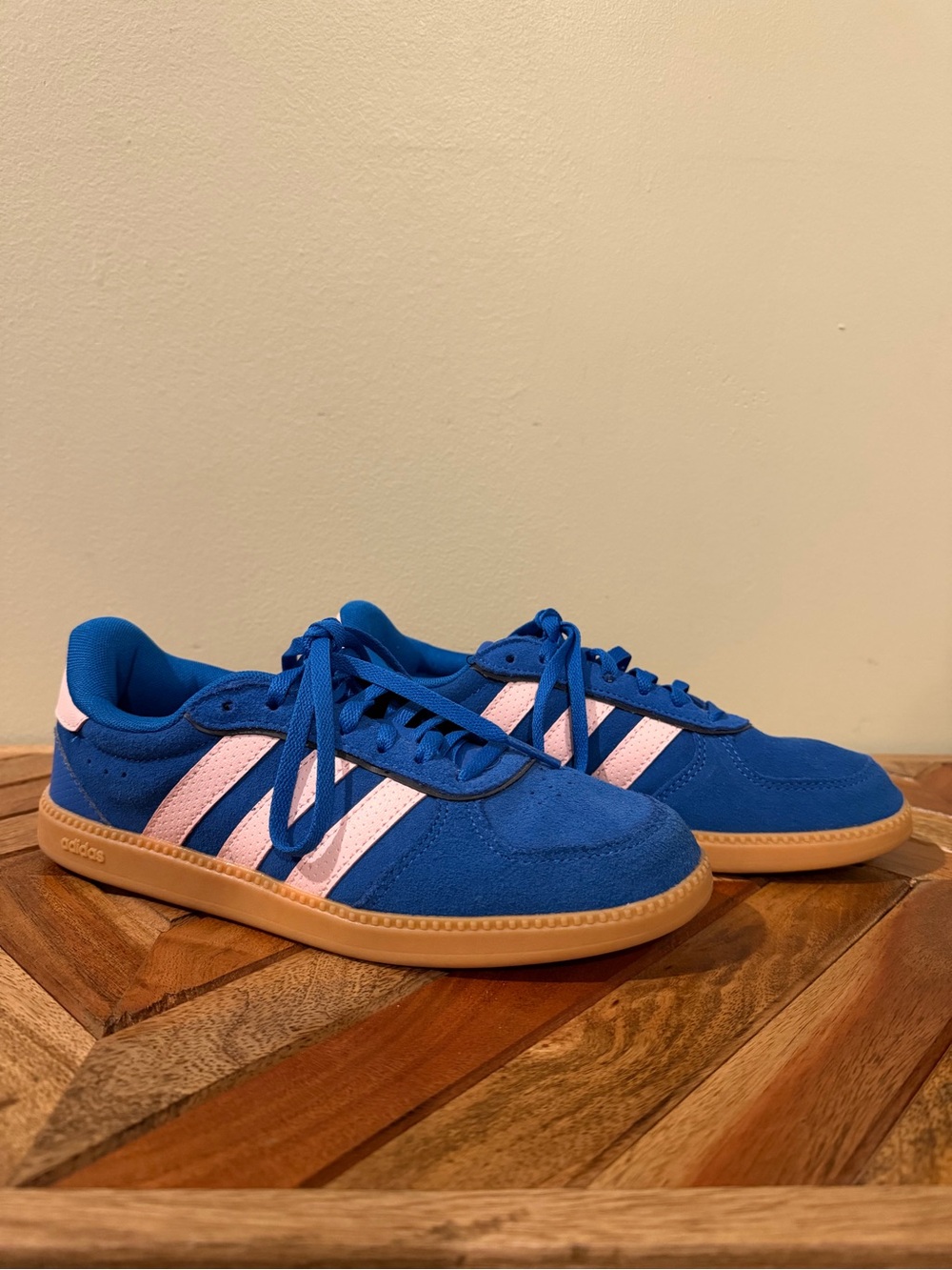 adidas Women’s Blue & Pink Suede Sneakers with Gum Sole